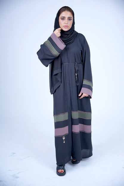 Blocked Striped Abaya