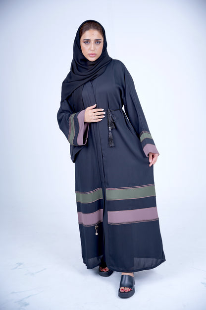 Blocked Striped Abaya