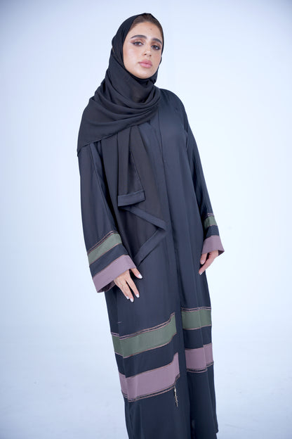 Blocked Striped Abaya